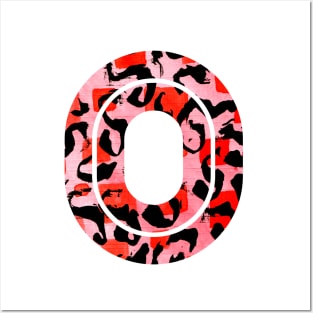 Abstract Letter O Watercolour Leopard Print Alphabet Red Posters and Art